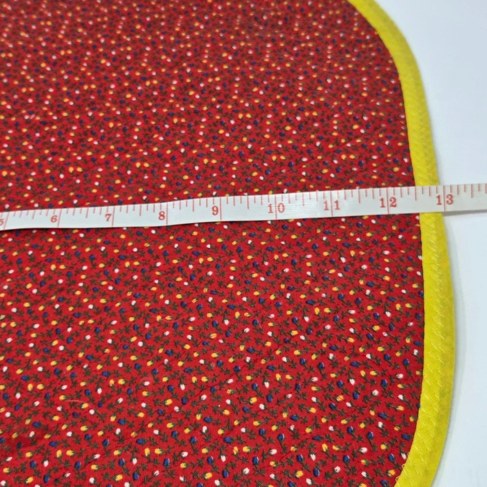 Handmade Vintage Reversible Oval Placemats Set of 4 Red Calico Floral Blue Denim